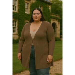 Lauren Ralph Lauren 100% linen open weave cardigan longline long sleeve 2X